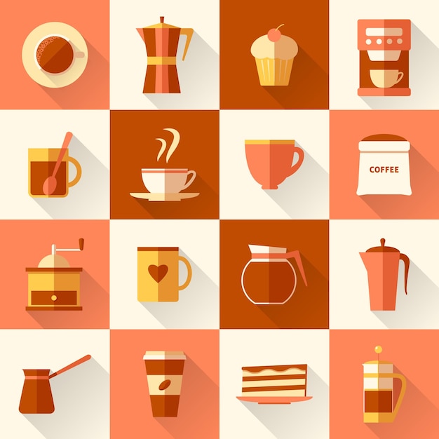 Coffee or tea icons set