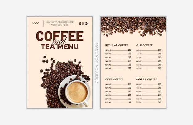 Coffee and tea menu card design