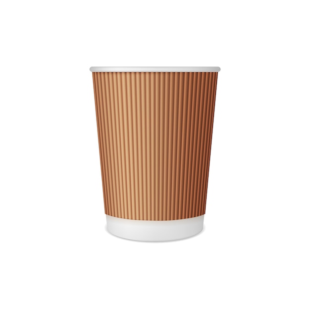 Vettore modello di tazza di carta per caffè o tè e tazza di cartone