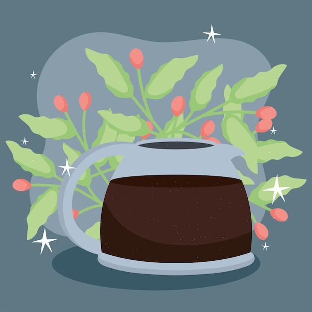 커피 주전자와 식물