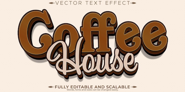 Vector coffee text effect editable espresso and cappuccino customizable font style