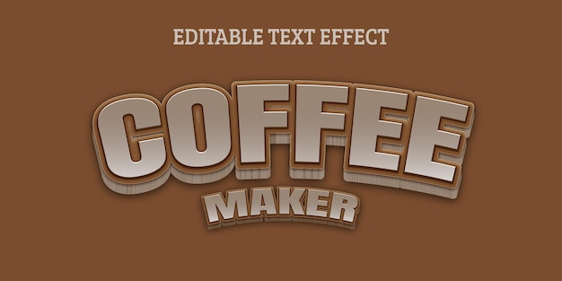 丈夫で光沢のある文字でコーヒーのテキスト効果