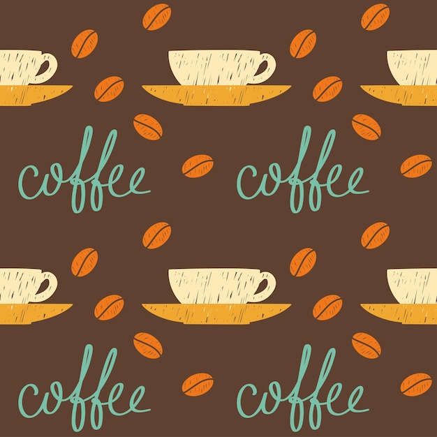 Coffee theme. doodle handmade sketch background. hand drawn coffee letters.