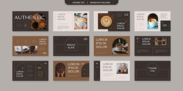 Progettazione del layout della diapositiva di presentazione del tema del caffè