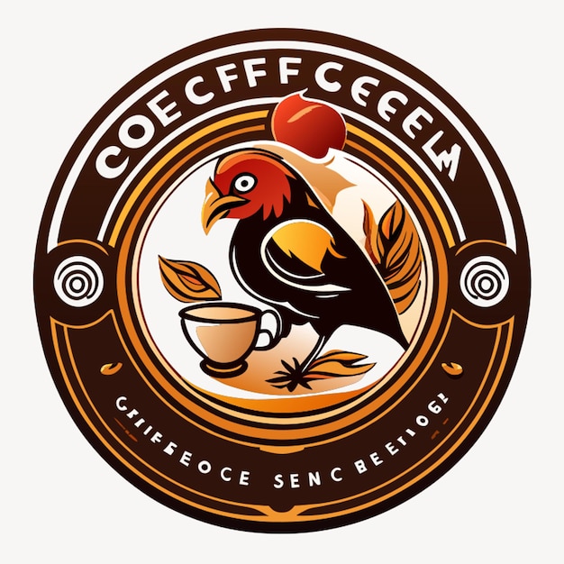 コーヒーのテーマ エレメントはコーヒー豆 ロゴデザイン 英語の単語チキン コーヒーサークル