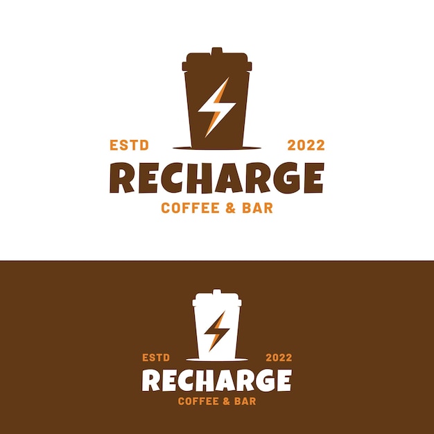 Coffee Thunder Bolt Paper Cup Logo Design Template