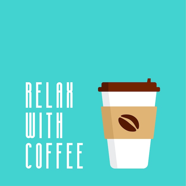 Sfondo tempo caffè, relax con modello di carta da parati citazione caffè, tazza di caffè in carta o plastica isolata su sfondo