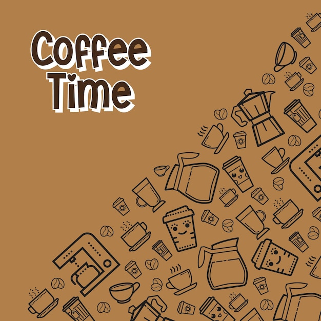 Coffee Time background with drinks pattern.