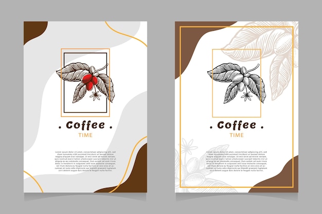 Vector coffee time flyer sjabloon met de hand getekend vintage