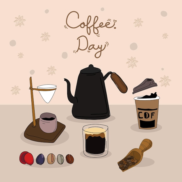 Coffee time grafisch ontwerp set vector illustratie