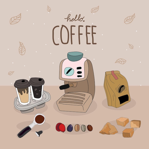 Vector coffee time graphic design set vector illustration