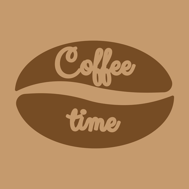 Coffee time hand drawn lettering on bean Creative banner with text Vector illustration card promo