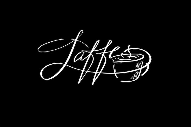 Vector coffee time latte lettering vector illustratie voor poster kaart banner voor café