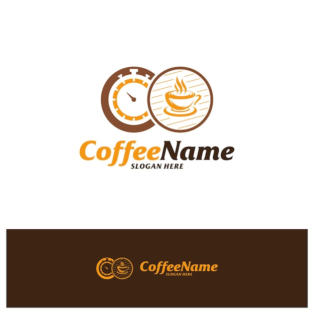 Шаблон дизайна логотипа Coffee Time Логотип вектор концепции логотипа кофе Creative Icon Symbol