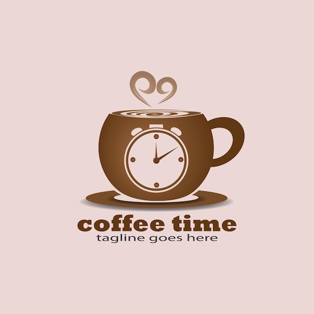 кофе и время элементы дизайна логотипа или значка