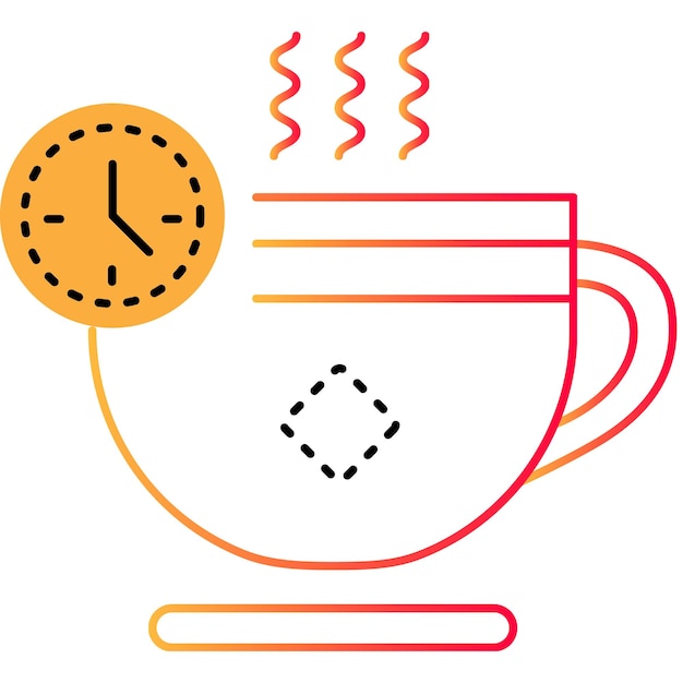 Coffee time outline icon flat cup vector
