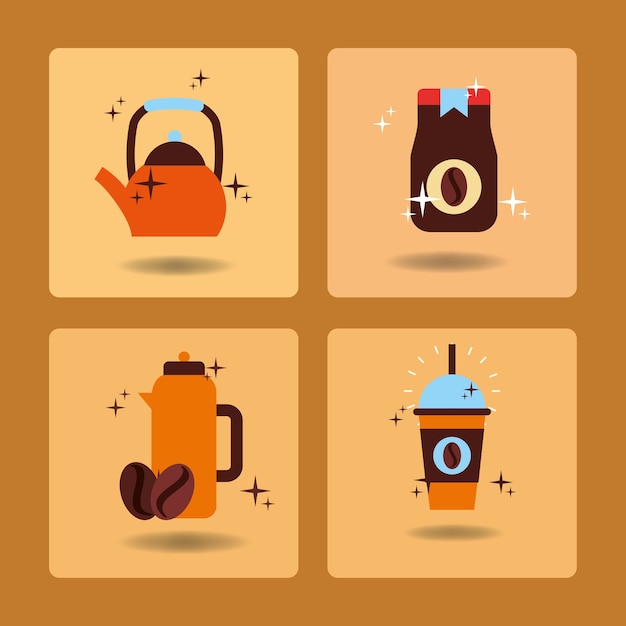 coffee time set hot drink beverage delicious 