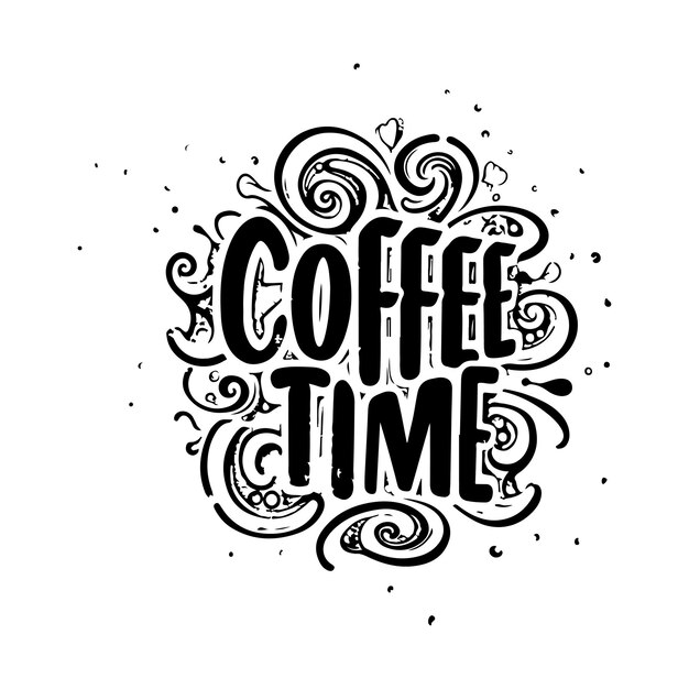 coffee time slogan t shirt vector illustration