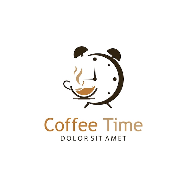 Шаблон логотипа векторной иллюстрации Coffee Time с плоской концепцией