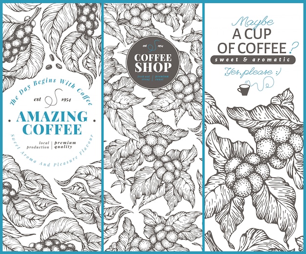 Coffee tree banner templates.