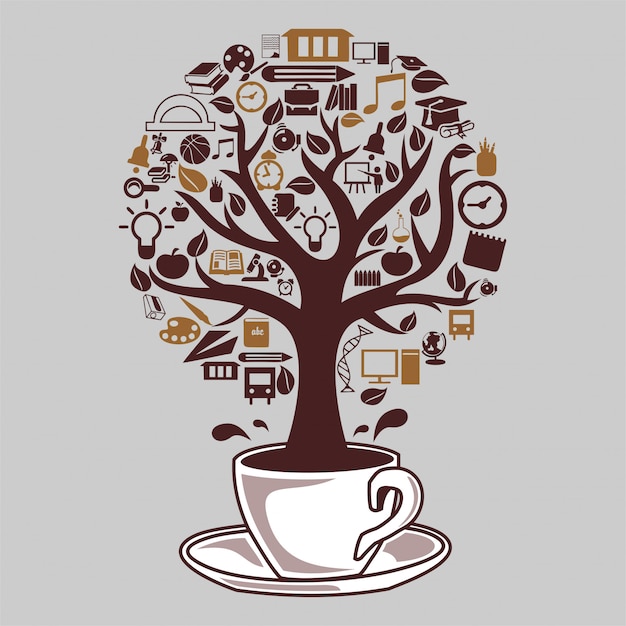 Vector coffee tree