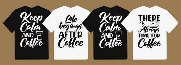 コーヒーのタイポグラフィのレタリングTシャツのデザインは、Tシャツと商品のスローガンを引用しています