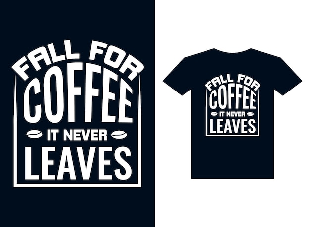 Vettore di disegno della maglietta di tipografia del caffè