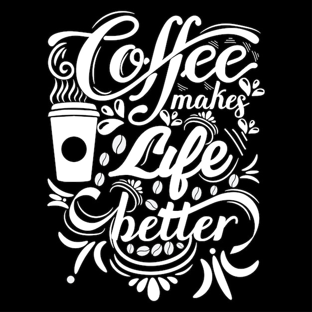 Кофейная типография Дизайн футболки