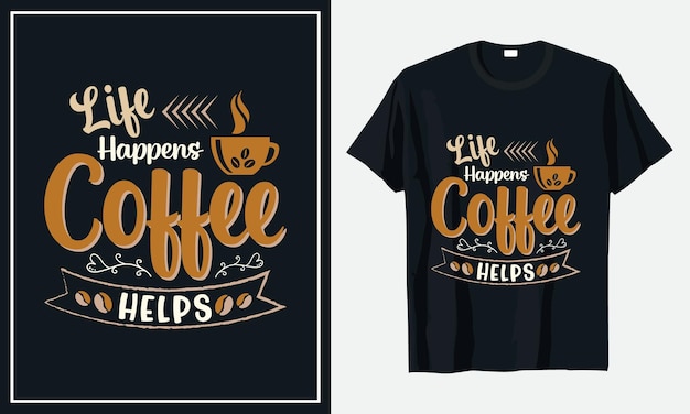 Кофейная типография дизайн футболки Premium векторы