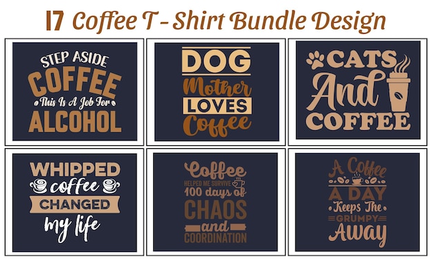 Vector coffee typography vector tshirt bundle design 17