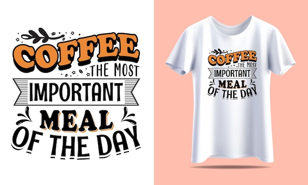 Vettore modello di progettazione di magliette vettoriali per la tipografia del caffè per la stampa