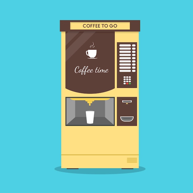 Vector coffee vending machine. flat design style. maker hot drink.