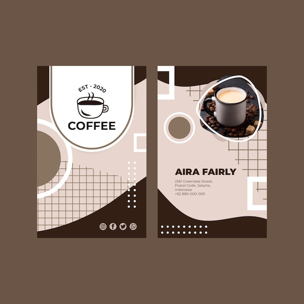 Vector coffee vertical business card template