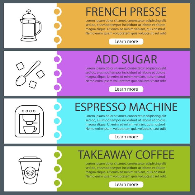 Набор шаблонов веб-баннеров кофе