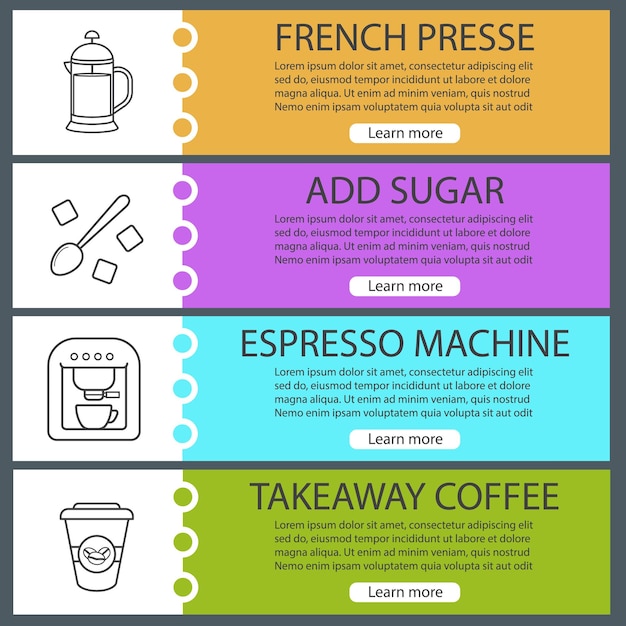 Vector coffee web banner templates set