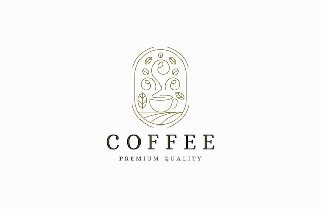 Coffee with line style logo icon design template flat vector