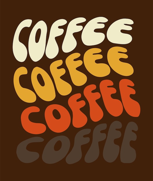 Vector coffee word warp vintage color for print on demand