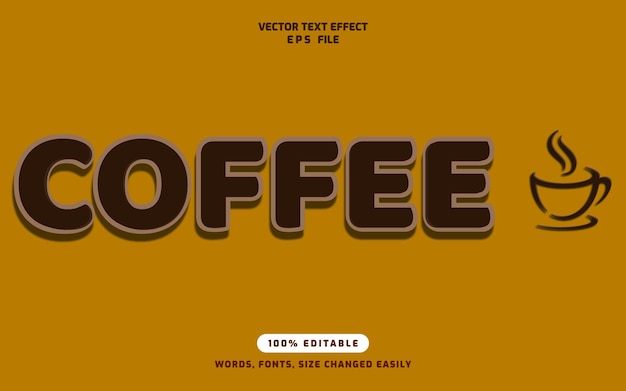 Coffee words editable 3d text effects template, stylish font vector illustration