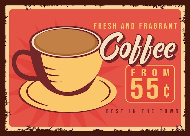Coffeeshop advertentie retro promo poster vector ontwerp