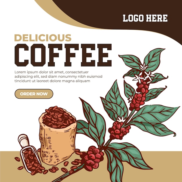 Coffeeshop drankje menu promotie social media post bannersjabloon