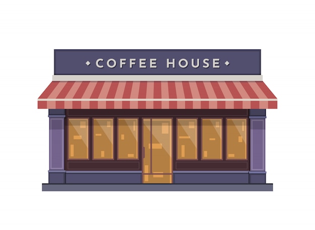 Vector coffeeshop gebouw illustratie in vlakke stijl