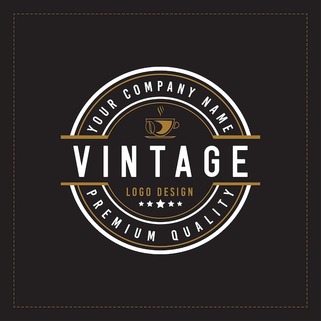 Coffeeshop koffie badge logo-ontwerp in retro vintage stijl