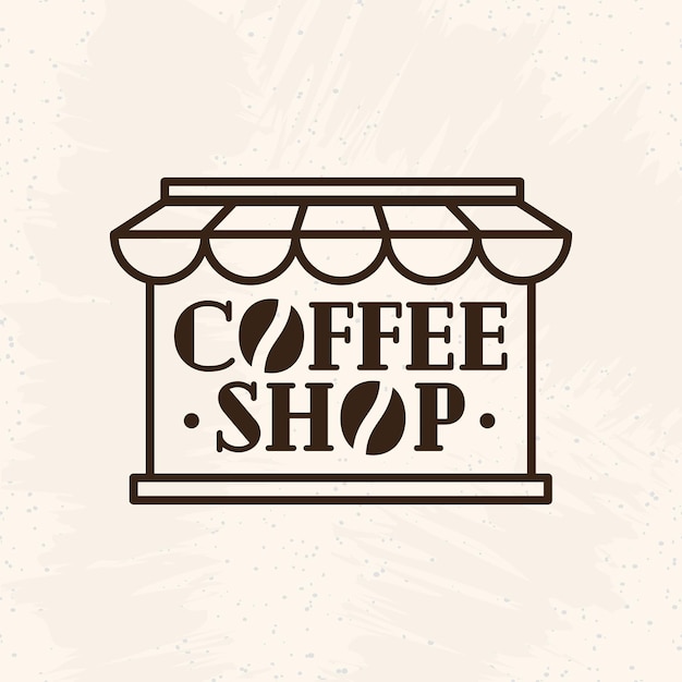 Coffeeshop logo met koffieboon lijnstijl geïsoleerd op de achtergrond