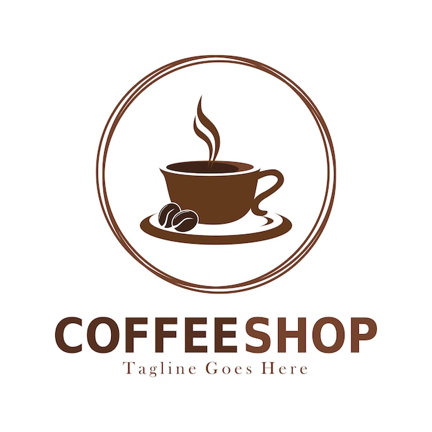 Coffeeshop logo ontwerp op witte achtergrond