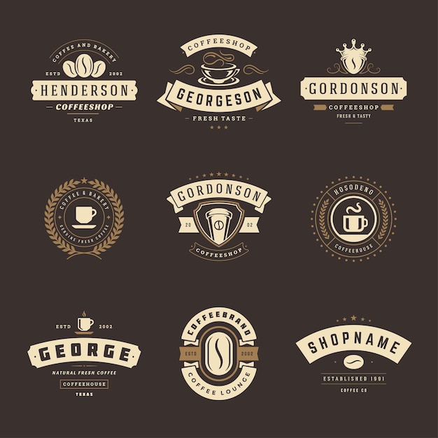 Coffeeshop logo's ontwerpset sjablonen