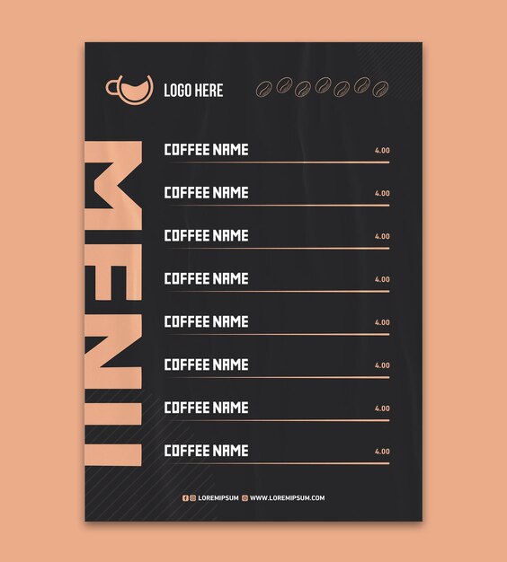 Vector coffeeshop menu vector template