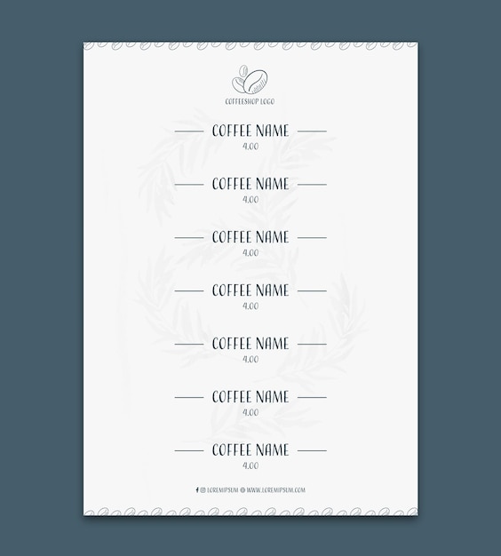 Coffeeshop menu vector template