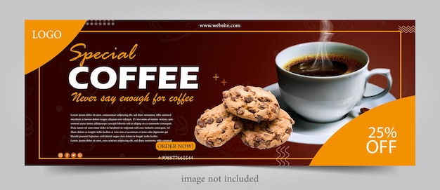 Vector coffeeshop poster banner sjabloon plat ontwerp voor sociale media