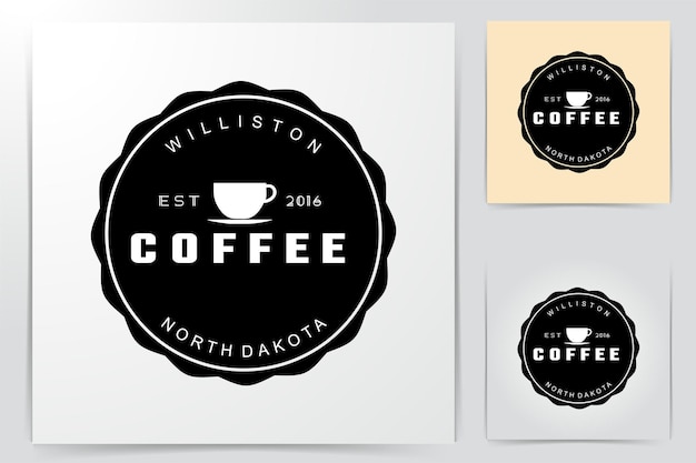 Coffeeshop. Vintage retro ronde badge logo ideeën. Inspiratie logo ontwerp. Sjabloon vectorillustratie. Geïsoleerd Op Witte Achtergrond