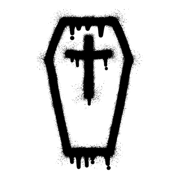 Coffin icon graffiti with black spray paint